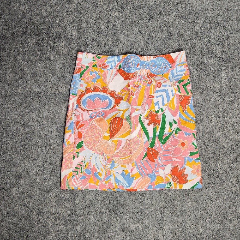 Talbots Petite Skirt Women 2P Multicolor Floral Print 29W 18L Summer Colorful